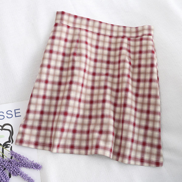 Kockás női szoknya magas derékkal - három színben