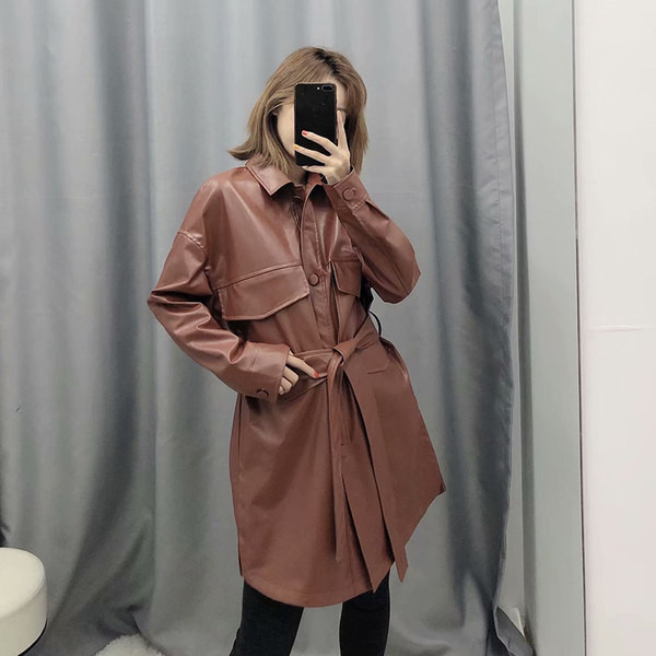 Naiste jope - kunstnahast vööga särk