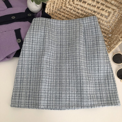 Naiste kõrge vöökohaga ruuduline seelik