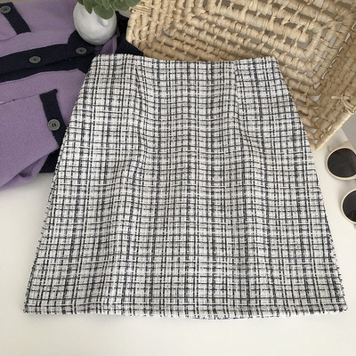 Naiste kõrge vöökohaga ruuduline seelik