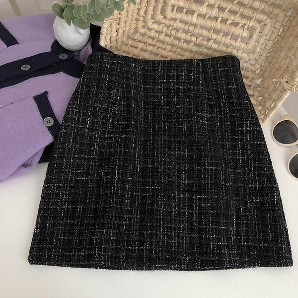 Naiste kõrge vöökohaga ruuduline seelik