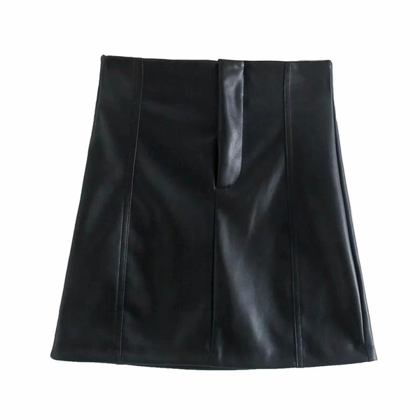 Lühike musta lukuga kunstnahast seelik