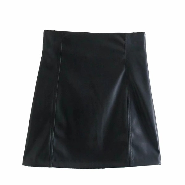 Lühike musta lukuga kunstnahast seelik