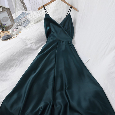 Μοντέρνο γυναικείο φόρεμα με τιράντες και ζώνη σε τέσσερα χρώματα