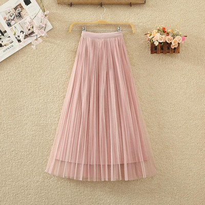 Μοντέρνα μακριά φούστα με ελαστική μέση και πέρλες