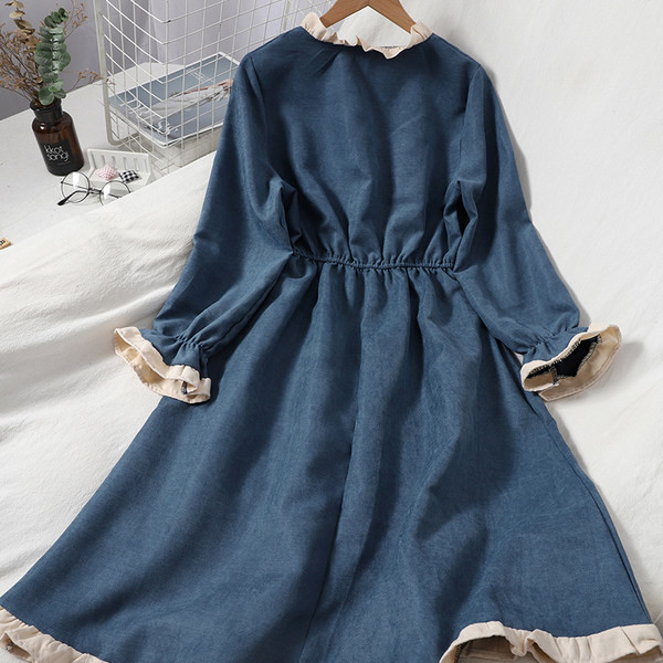 Naiste lõikega ovaalse dekoltee ja pikkade varrukatega kleit