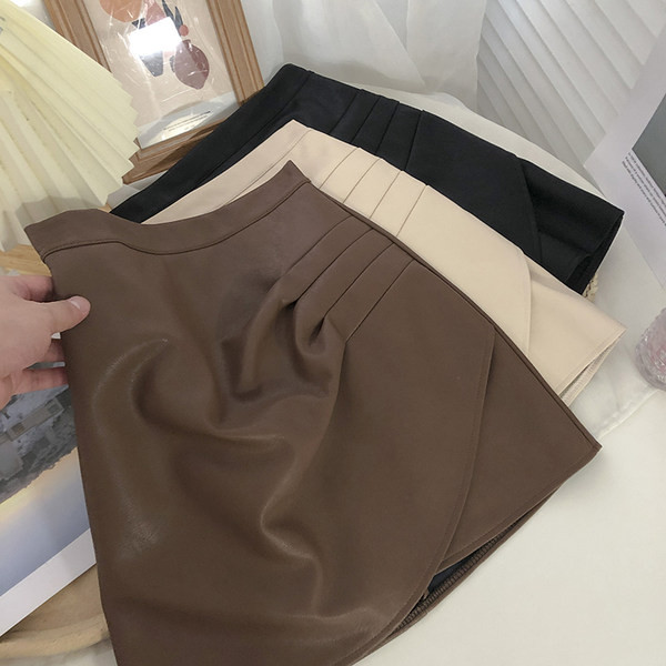 Naiste kõrge vöökohaga seelik ökonahast