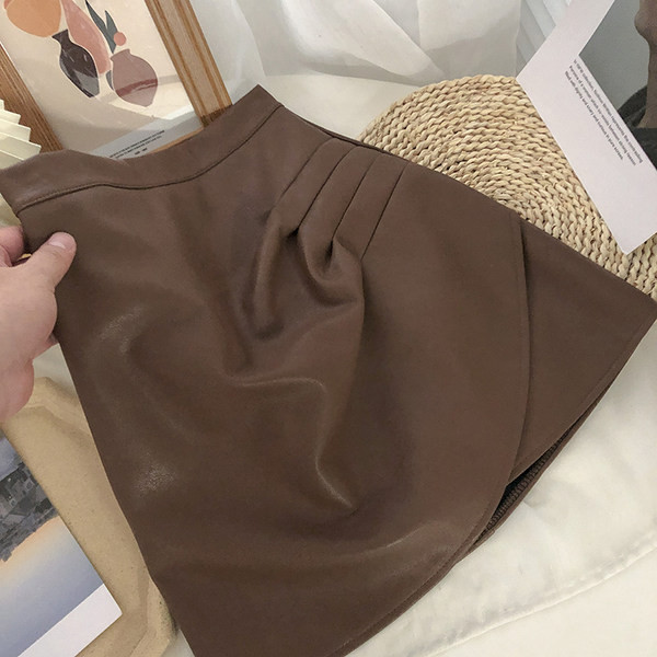 Naiste kõrge vöökohaga seelik ökonahast