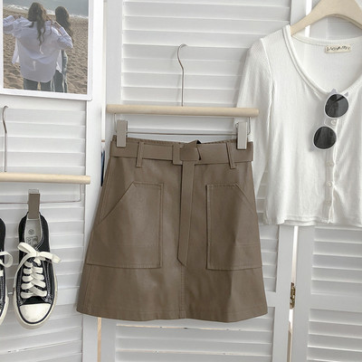 Γυναικεία φούστα με ψηλή μέση και ζώνη σε γραμμή Α