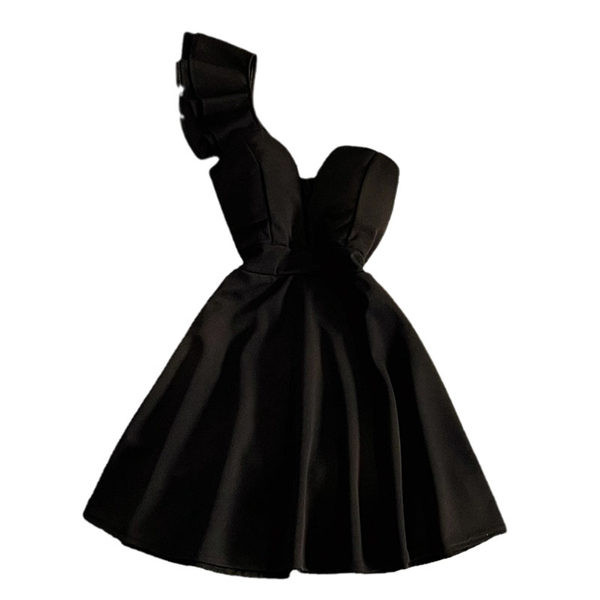 Stiilne ühe rihmaga naiste kleit must-valge