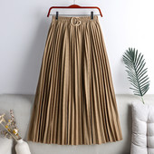 Metallist kaunistusega plisseeritud naiste seelik