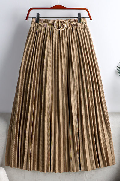 Metallist kaunistusega plisseeritud naiste seelik