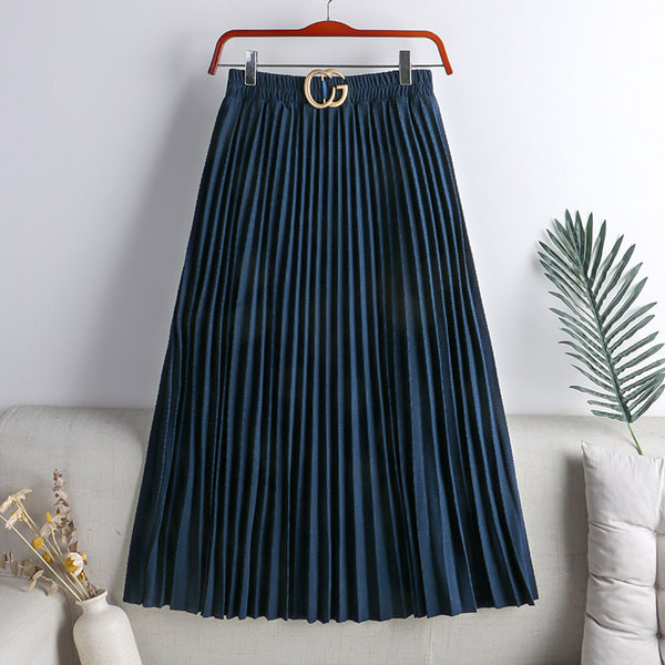 Metallist kaunistusega plisseeritud naiste seelik