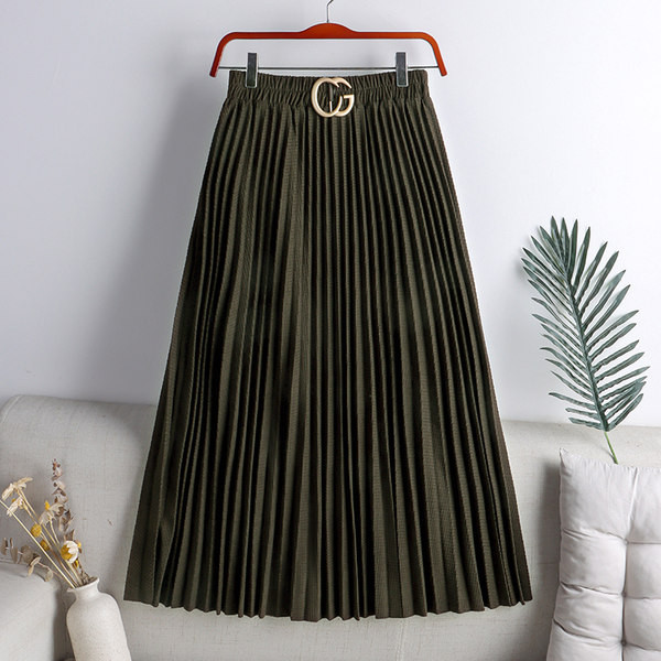 Metallist kaunistusega plisseeritud naiste seelik