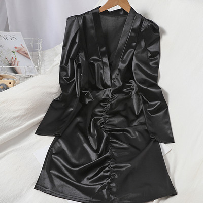 Rochie de dama model nou din satin cu decolteu spitz in trei culori