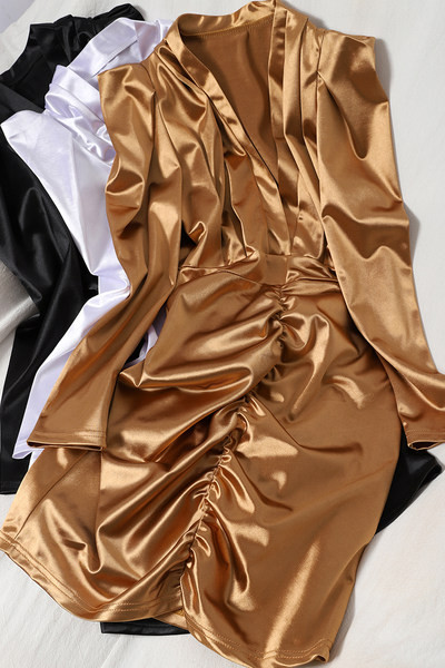 Rochie de dama model nou din satin cu decolteu spitz in trei culori