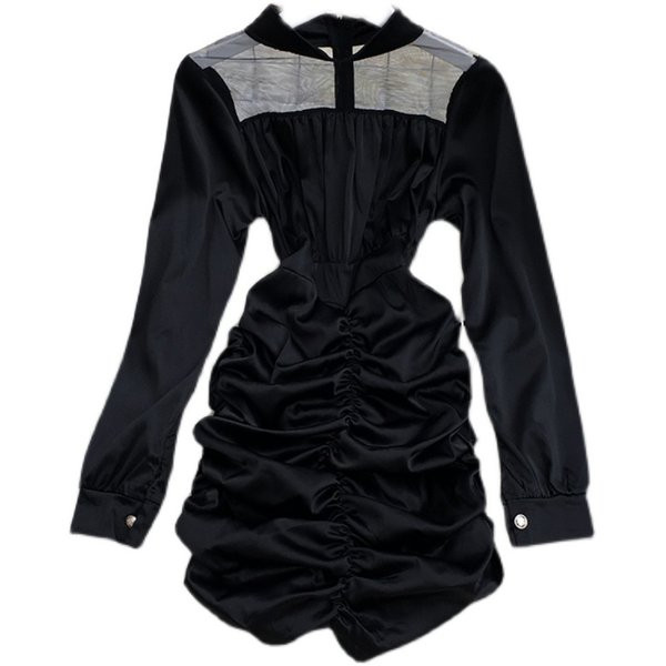 Stiilne naiste kleit pikkade varrukate ja lukuga