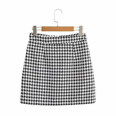 Lühike kõrge vöökohaga ruuduline seelik naistele