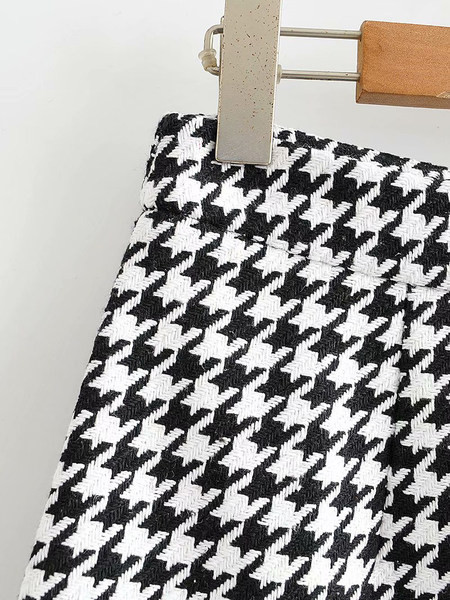 Lühike kõrge vöökohaga ruuduline seelik naistele