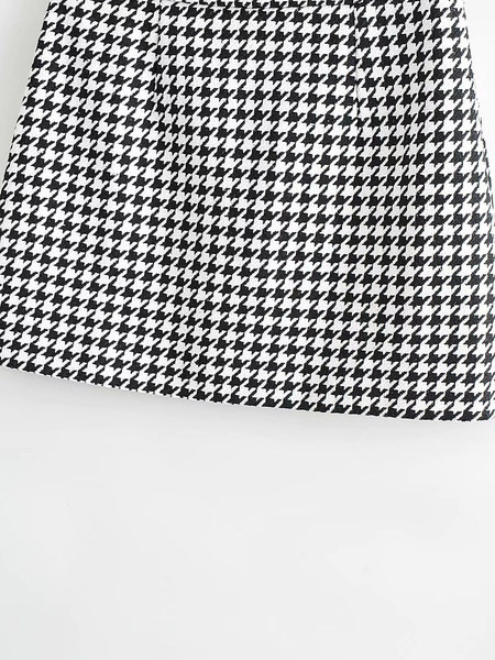 Lühike kõrge vöökohaga ruuduline seelik naistele