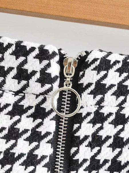 Lühike kõrge vöökohaga ruuduline seelik naistele