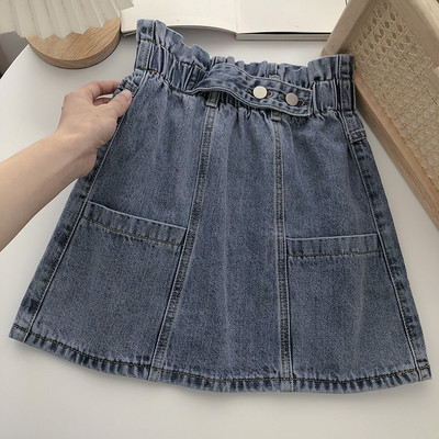 Naiste kõrge vöökoha ja taskutega teksaseelik