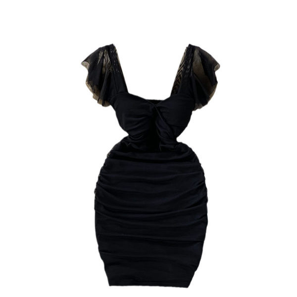 Naiste moodne mitmes värvitoonis kandilise kaelusega kleit