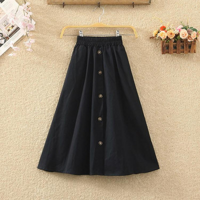 Γυναικεία casual φούστα με ελαστική μέση και κουμπιά