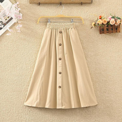 Γυναικεία casual φούστα με ελαστική μέση και κουμπιά