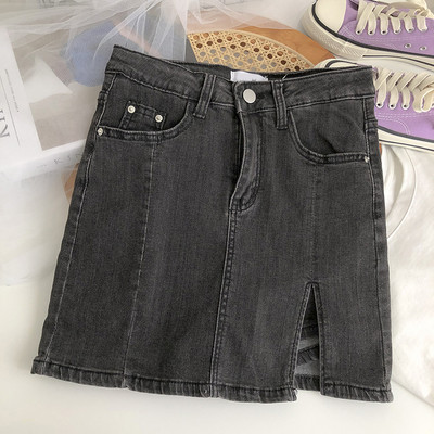 Naiste kõrge vöökoha ja lukuga teksaseelik