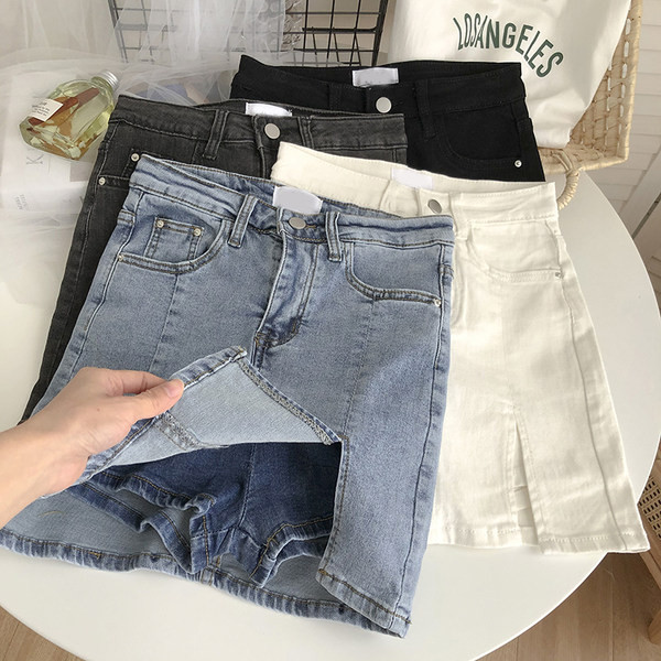 Naiste kõrge vöökoha ja lukuga teksaseelik