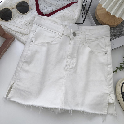 Lihtne kõrge vöökohaga naiste teksaseelik