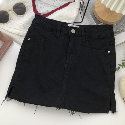 Lihtne kõrge vöökohaga naiste teksaseelik