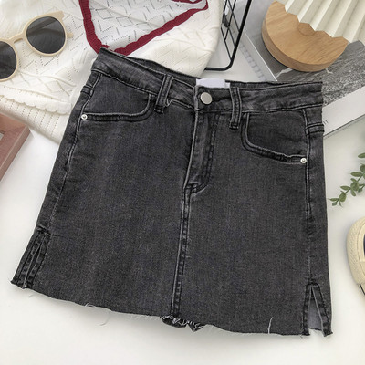 Lihtne kõrge vöökohaga naiste teksaseelik