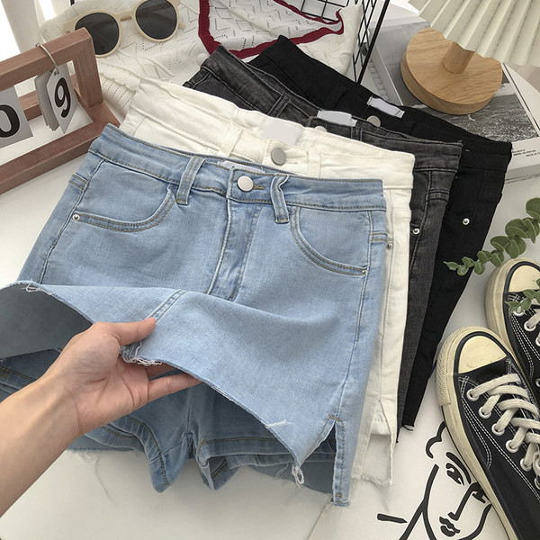 Lihtne kõrge vöökohaga naiste teksaseelik