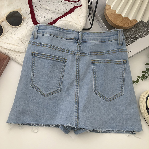 Lihtne kõrge vöökohaga naiste teksaseelik