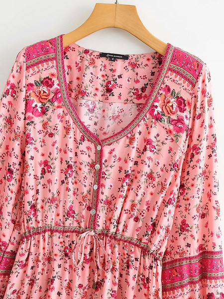 Κοντό φόρεμα με λουλουδάτο μοτίβο με ελαστική μέση