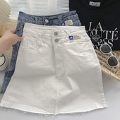 Naiste kõrge vöökohaga A-kujuline teksaseelik