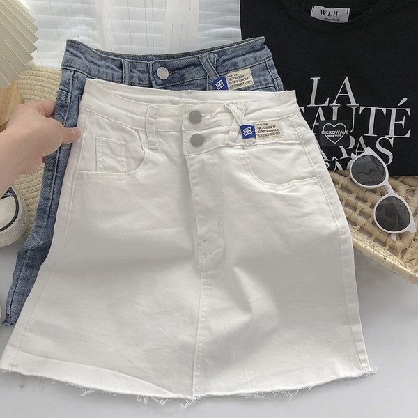 Naiste kõrge vöökohaga A-kujuline teksaseelik