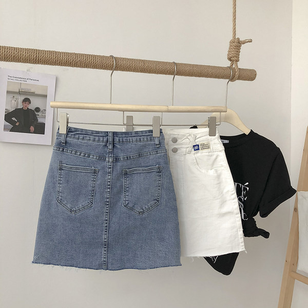 Naiste kõrge vöökohaga A-kujuline teksaseelik