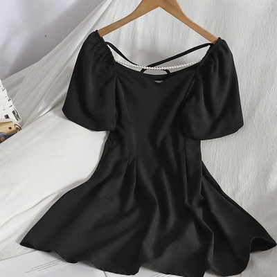 Μοντέρνο γυναικείο φόρεμα με πέρλες - Α -γραμμή