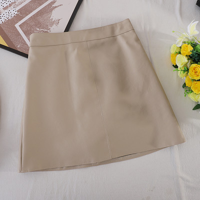 Γυναικεία έκο δερμάτινη φούστα με ψηλή μέση - κλασικό μοντέλο