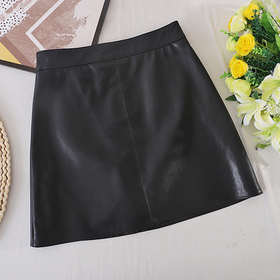 Γυναικεία έκο δερμάτινη φούστα με ψηλή μέση - κλασικό μοντέλο