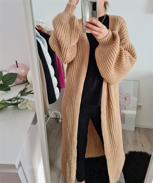 Pikk kootud kardigan ilma kinnituseta