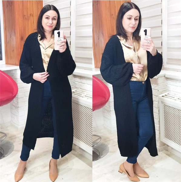 Pikk kootud kardigan ilma kinnituseta