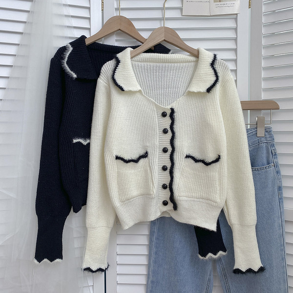 Γυναικείο χειμωνιάτικη ζακέτα με κουμπιά και τσέπες