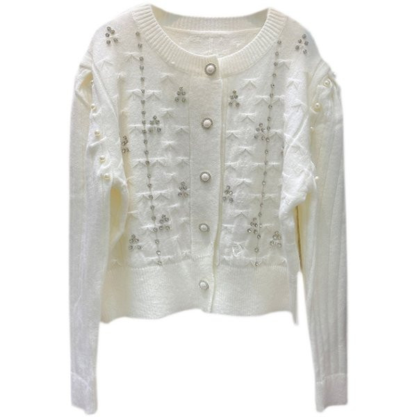 Uut mudelit naiste kivide ja pärlitega vest valge