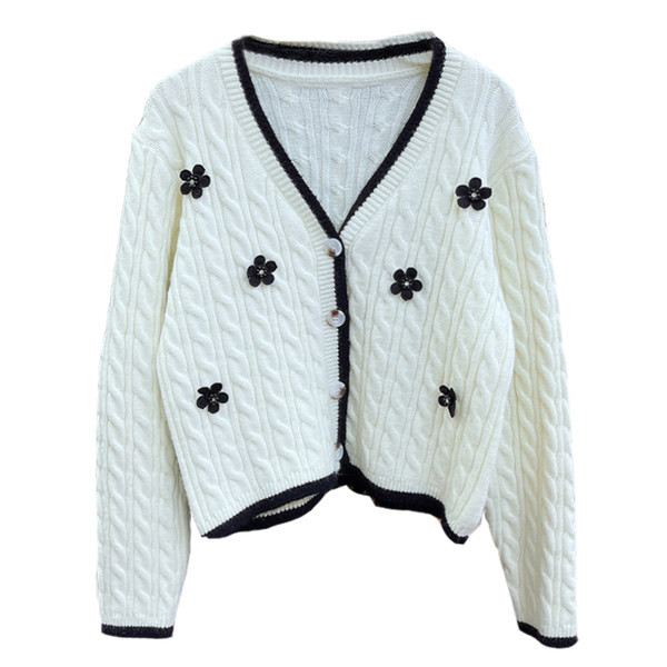 Moodne naiste vest spits-kaelusega ja 3D-elemendiga