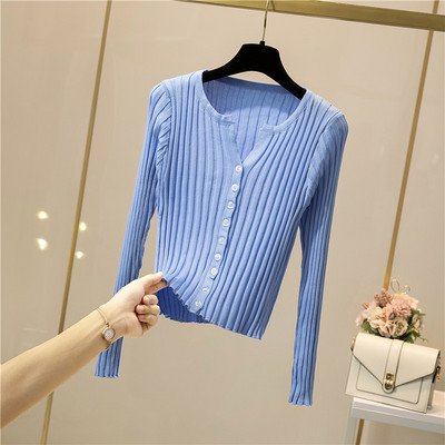 Naiste vabaaja nööpide ja pikkade varrukatega kardigan