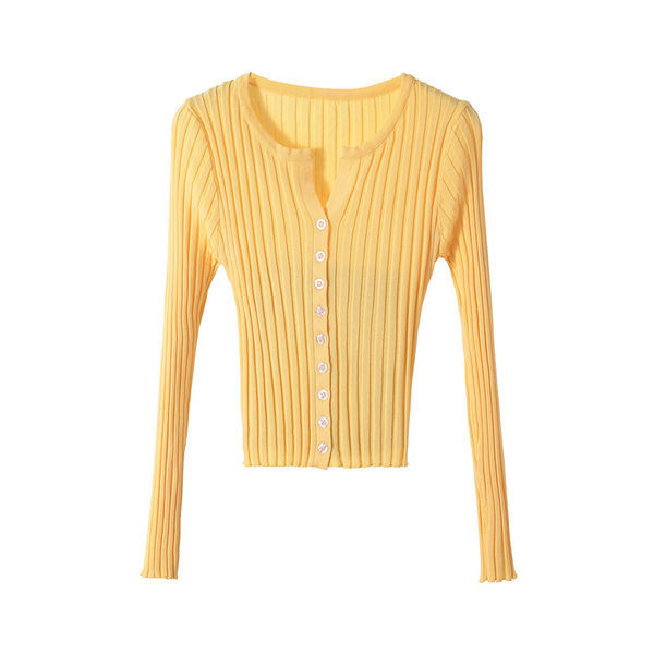 Naiste vabaaja nööpide ja pikkade varrukatega kardigan